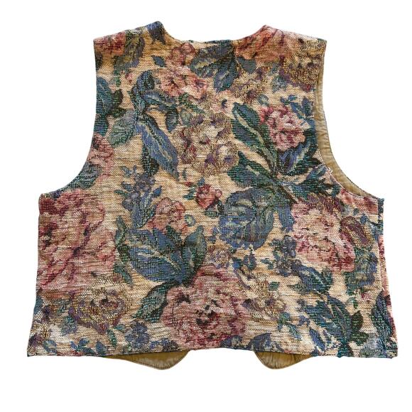 VTG VRG SPORT Floral Tapestry Vest Size L Indie Eclectic Hipster Casual Grandma - Picture 3 of 8